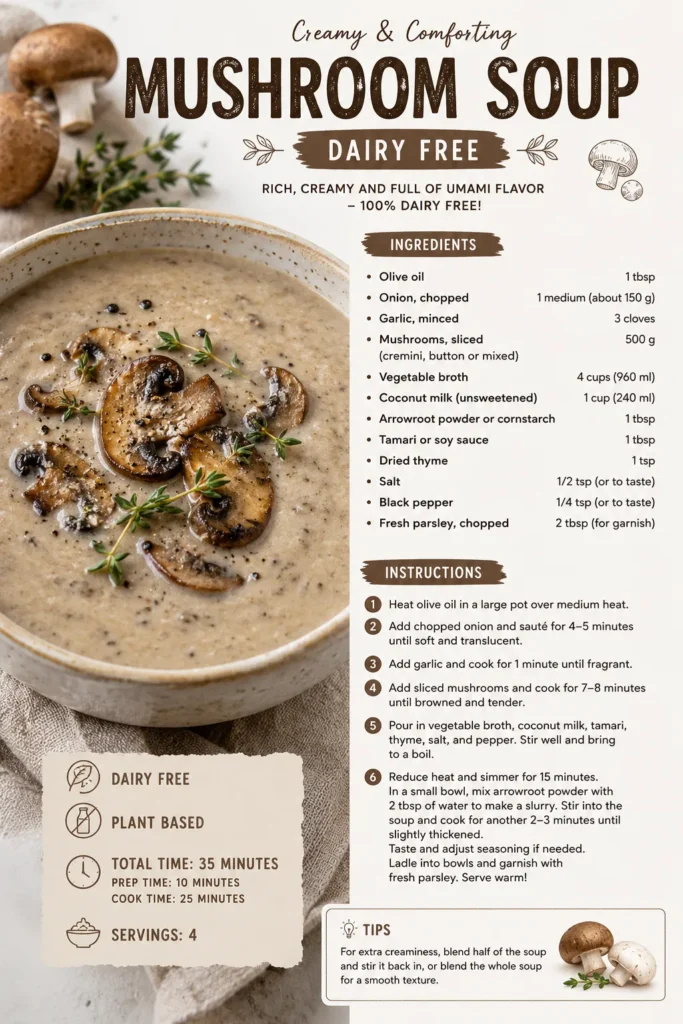 Mushroom Soup Recipes Dairy Free