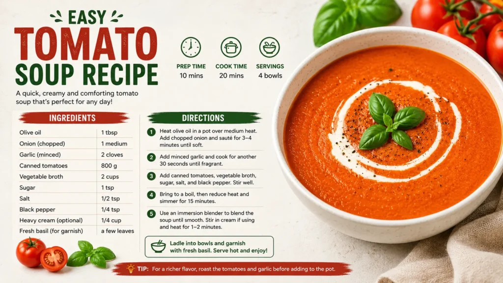Easy Tomato Soup Recipe Creamy, Comforting, and Ready in 30 Minutes 16x9