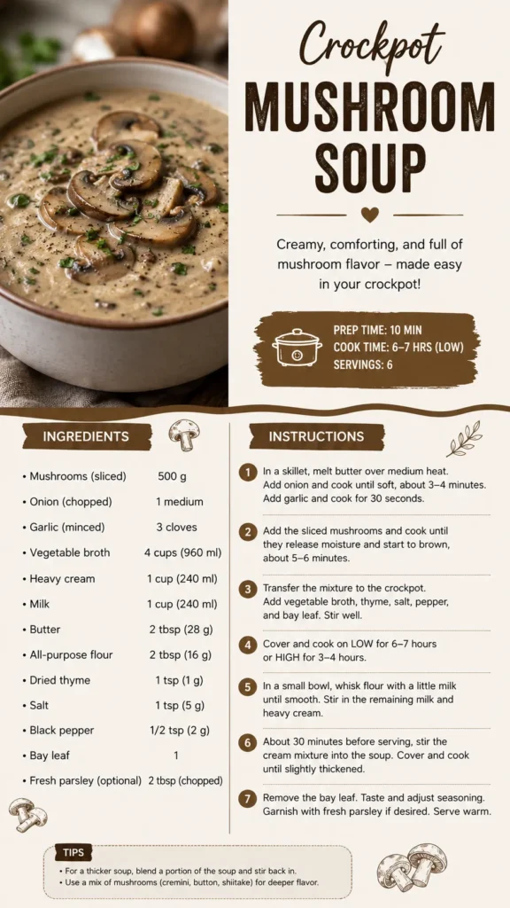 Mushroom Soup Recipes Crockpot Creamy, Easy, Hands Off 9x16