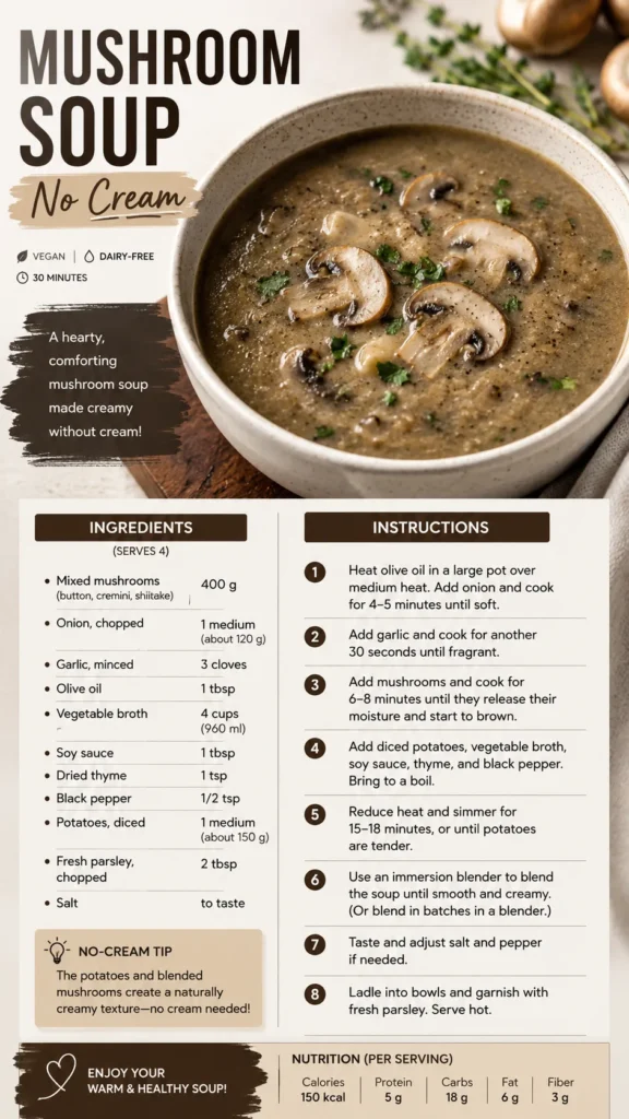 Mushroom Soup Recipes No Cream Hearty, Silky, and Dairy Free 9x16