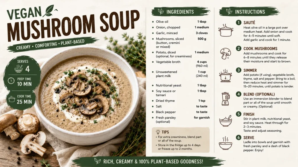 Mushroom Soup Recipes Vegan Creamy, Easy, and Dairy Free 16x9