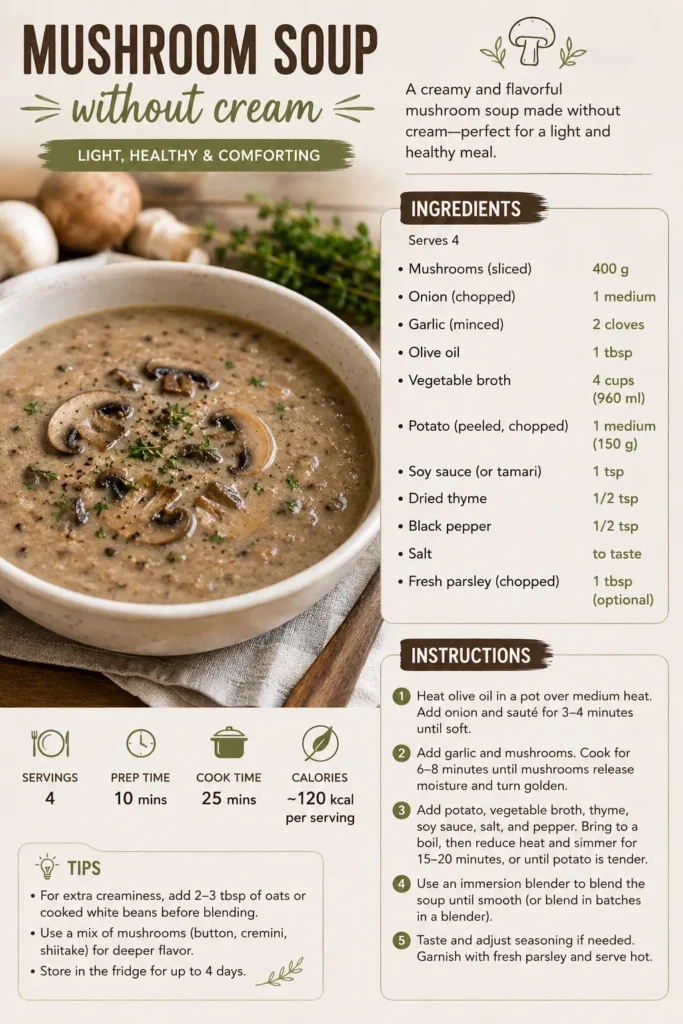 Mushroom Soup Recipes Without Cream Silky, Light, and Full of Flavor 9x16